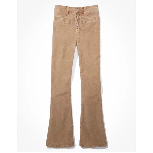 American Eagle Outfitters Pants - AMERICAN EAGLE Stretch Corduroy Super High-Waisted Plus Size Flare Pants Sz 18